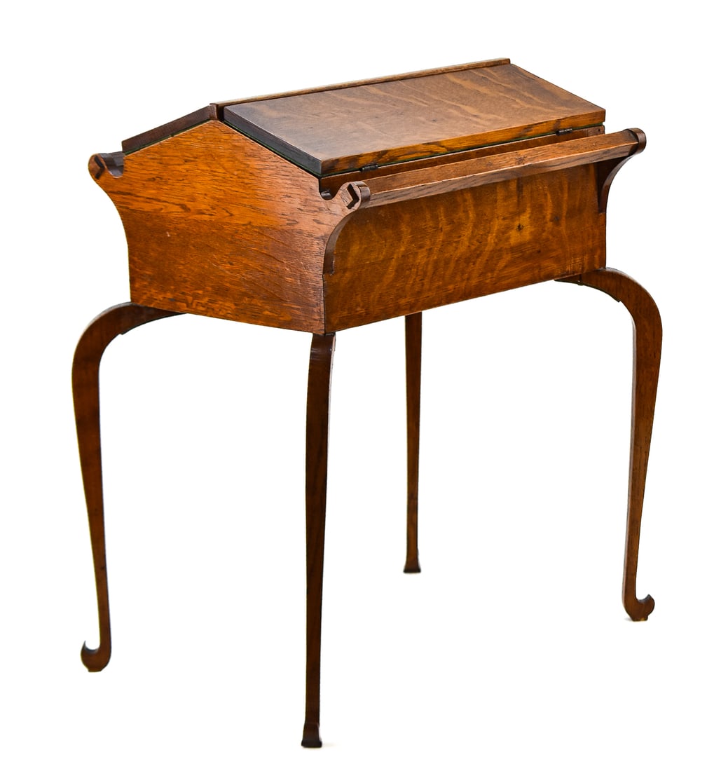 QUARTER SAWN OAK STANDING SEWING BOX (1 of 4)