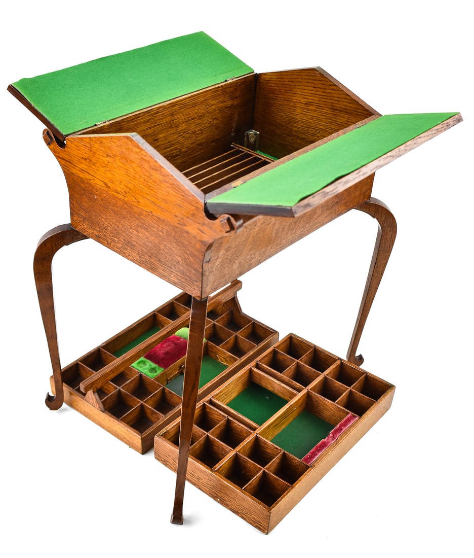 OAK STANDING SEWING BOX - 2
