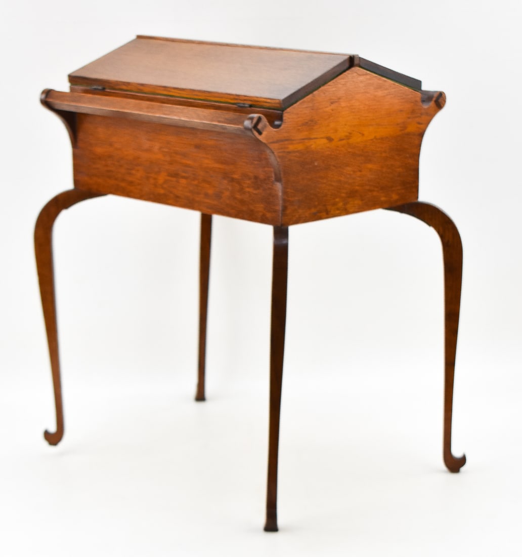 OAK STANDING SEWING BOX - 4