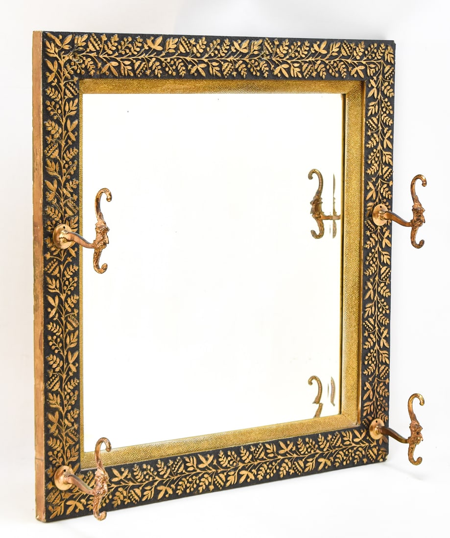 ENTRYWAY MIRROR WITH FIGURAL HOOKS, POVEY BROTHERS GLASS COMPANY, PORTLAND, OR (1 of 4)