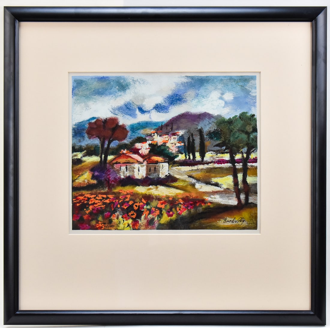 SLAVA BRODINSKY 'TUSCAN LANDSCAPE' SIGNED SERIGRAPH: Limited edition serigraph on paper by listed artist, Slava Brodinsky (Born 1955, Russia, US), signed lower right and numbered 23/480, lower left. Art measures 12.5" H x 14.5" W presented in a frame me