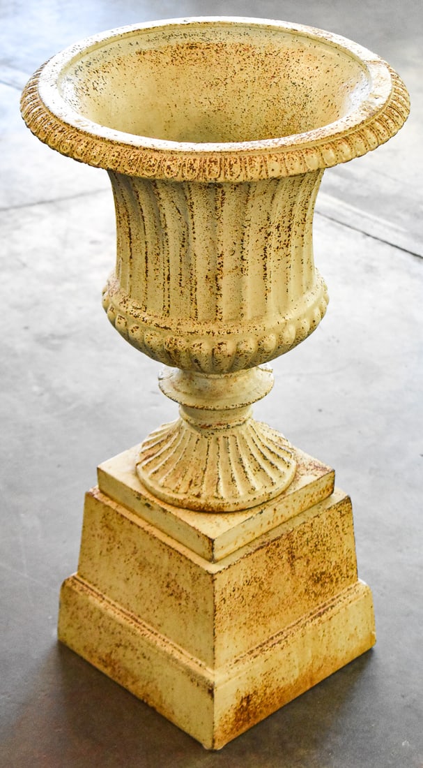 LARGE CAST CONCRETE URN-STYLE PEDESTAL PLANTER (1 of 2)