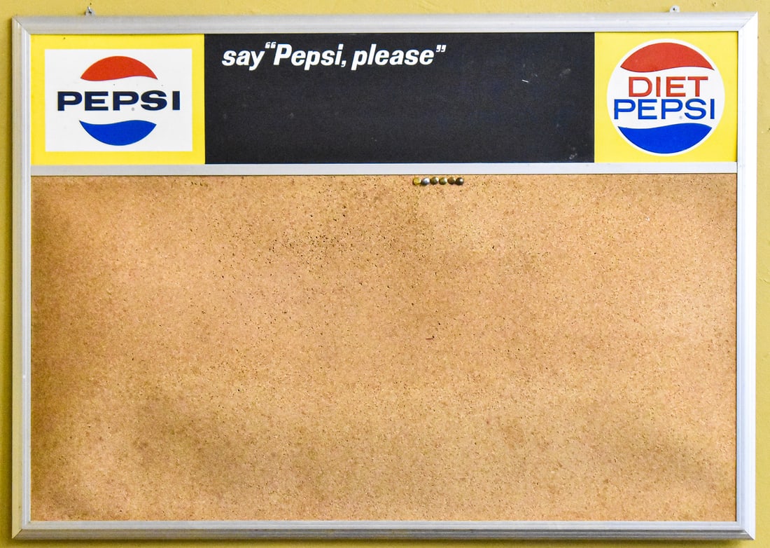 PEPSI & DIET-PEPSI ADVERTISING CORK BOARD, C. 1969-1971 (1 of 2)