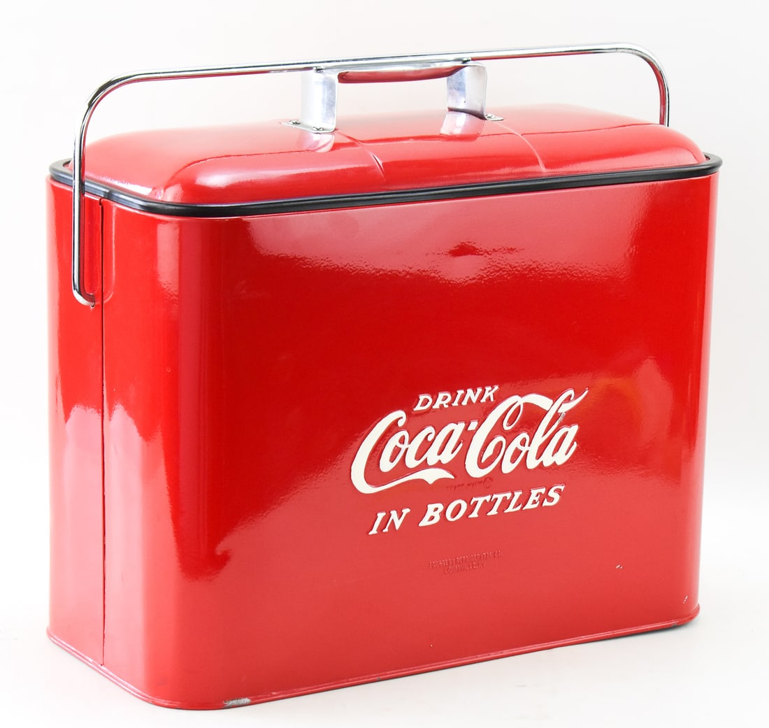 1950s COCA-COLA RED ENAMELED COOLER (1 of 3)
