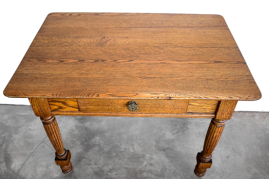 ANTIQUE OAK KITCHEN WORK TABLE - 3
