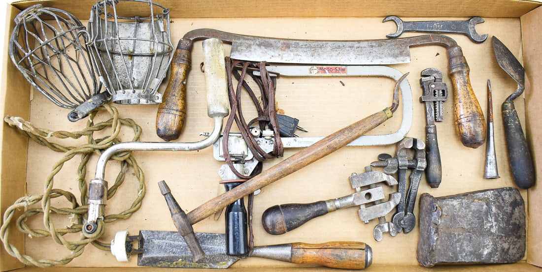 ASSORTMENT OF ANTIQUE & VINTAGE TOOLS: FORD, STANLEY, DREMEL, STILLSON WRENCH (1 of 4)