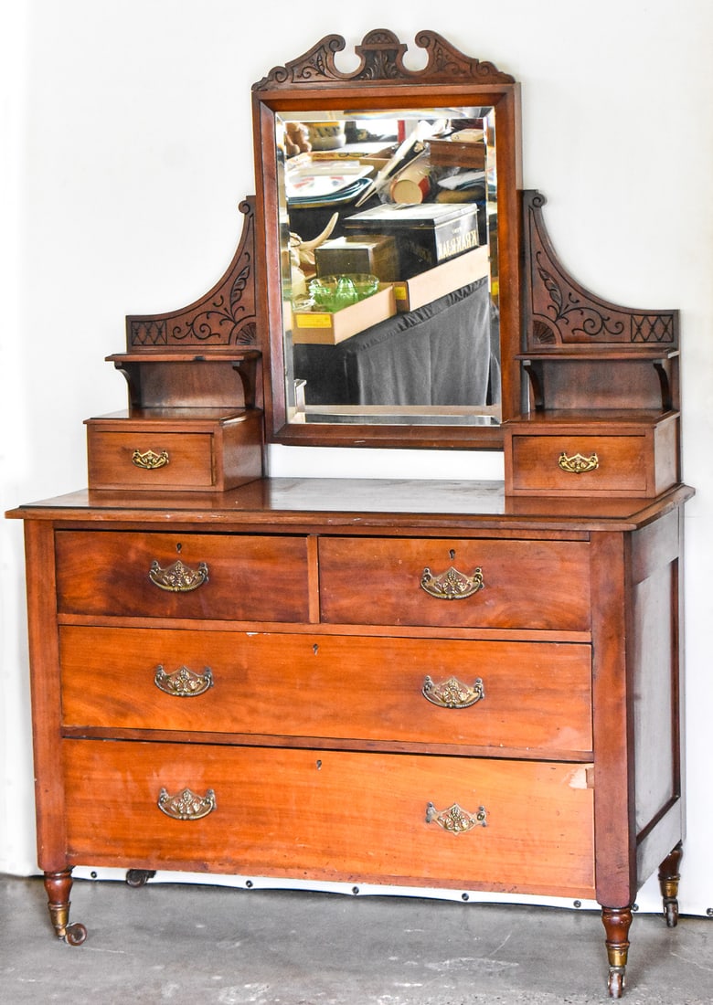 EDWARDIAN MIRRORED DRESSER (1 of 3)
