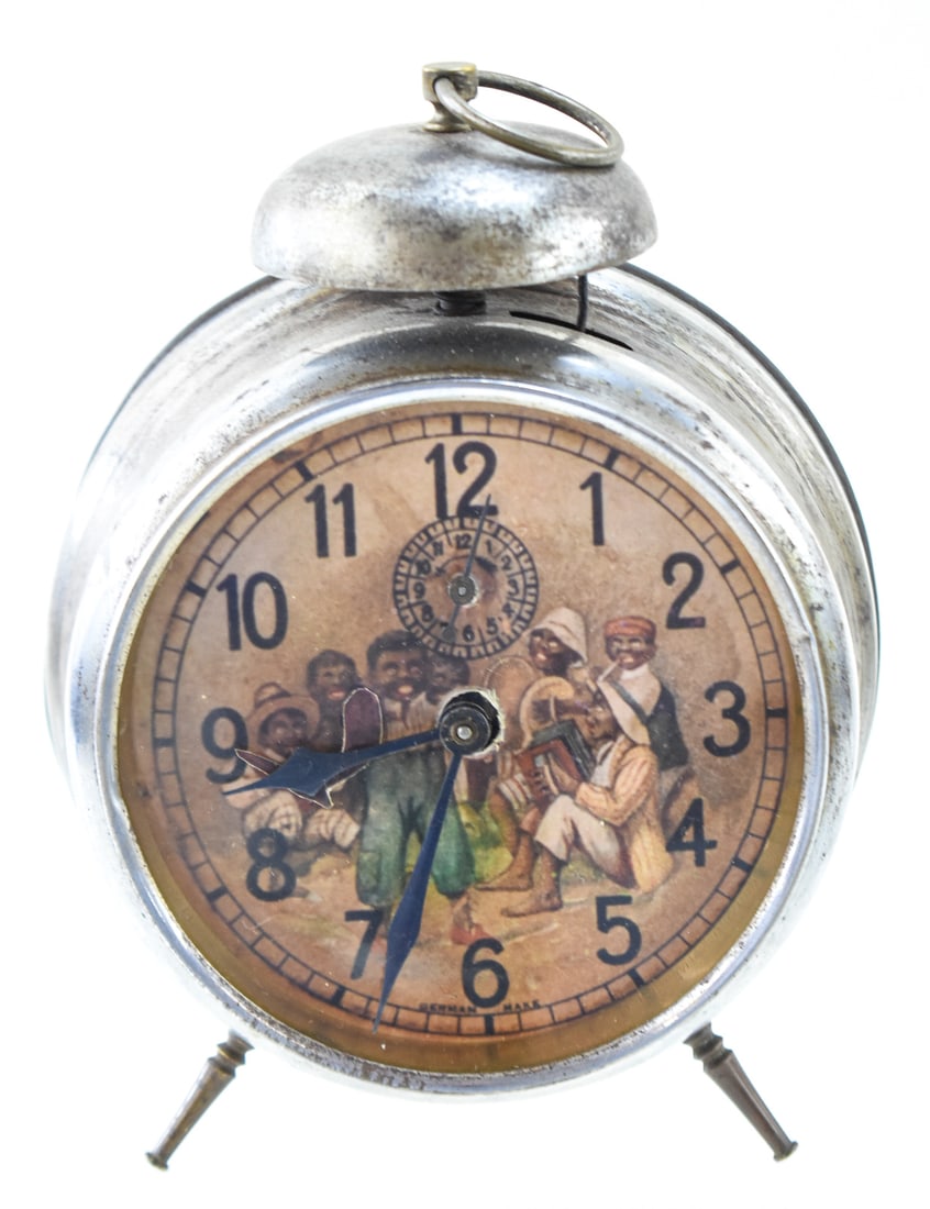 GERMAN-MADE BLACK AMERICANA ALARM CLOCK, C. 1930s (1 of 3)