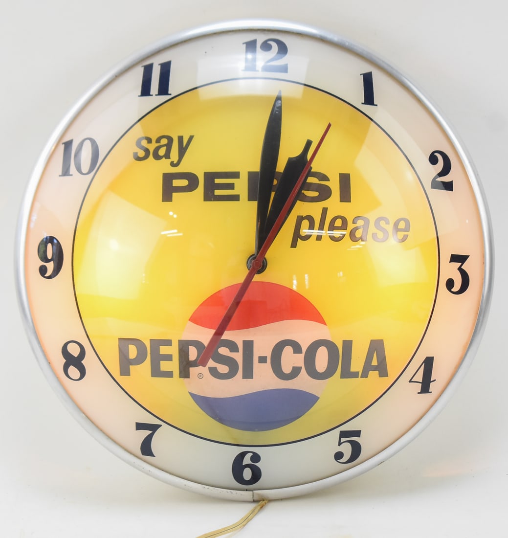 "SAY PEPSI PLEASE" DOUBLE BUBBLE WALL CLOCK (1 of 2)