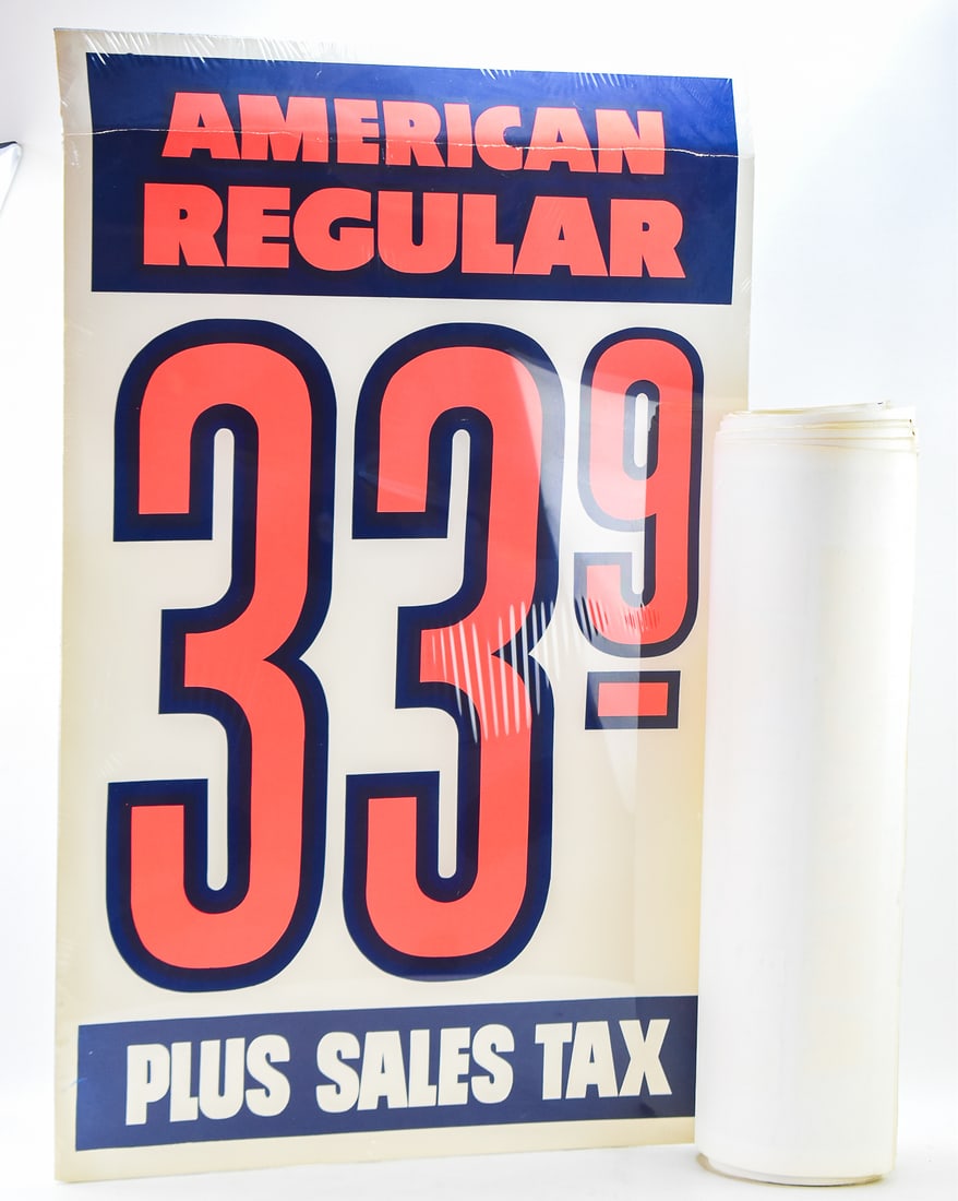 LOT OF 39 AMERICAN REGULAR GAS PRICE SIGNS C. 1965 (1 of 2)