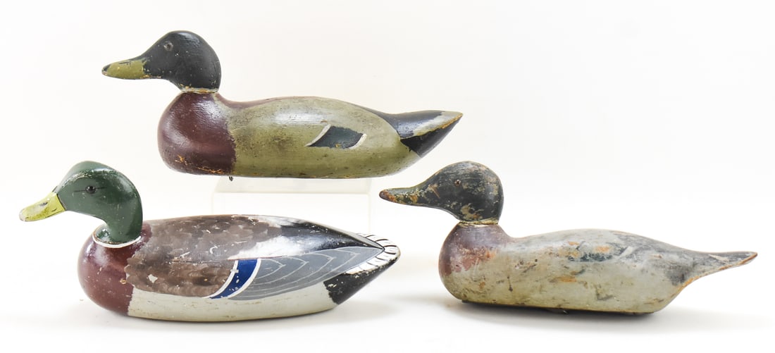 THREE MALLARD DRAKE DUCK DECOYS (1 of 4)