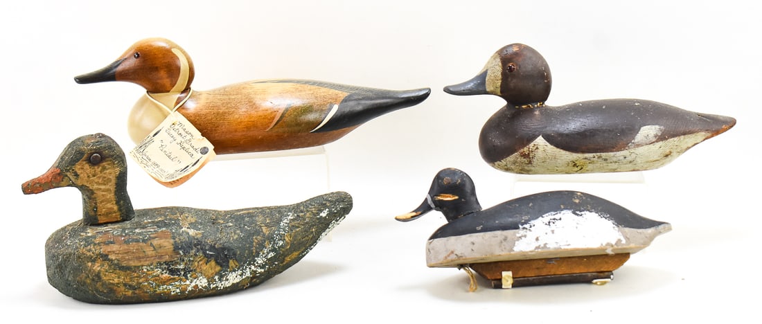 FOUR DUCK DECOYS: SWIVEL-HEAD SCAUPS, FRANK L. BEALE PINTAIL, & MORE (1 of 3)