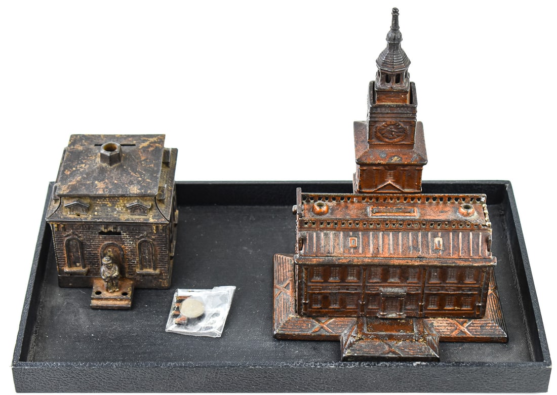CAST IRON "HOME BANK" STILL & INDEPENDENCE HALL STILL BANK, ENTERPRISE MFG. CO. (1 of 1)