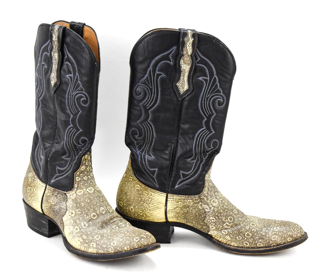 VINTAGE JUSTIN BOOTS RINGTAIL LIZARD LEATHER COWBOY BOOTS (1 of 2)