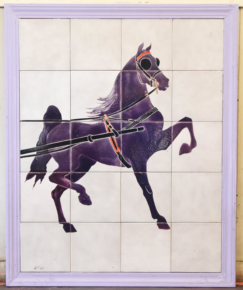 HAND-PAINTED TILE MURAL OF A HORSE (1 of 3)