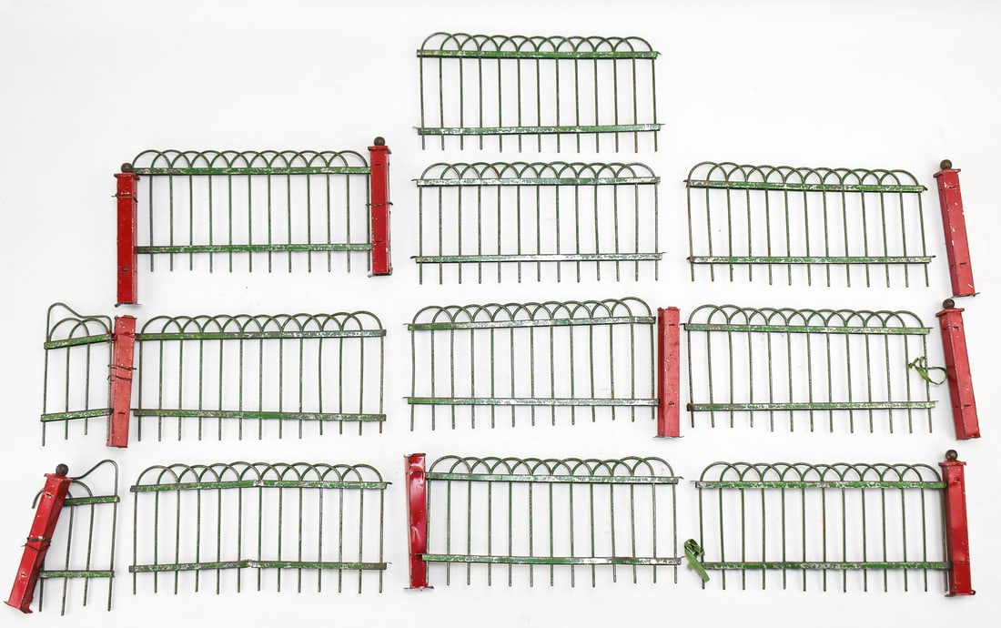 ANTIQUE PRESSED STEEL CHRISTMAS TREE OR TOY TRAIN FENCING (1 of 2)