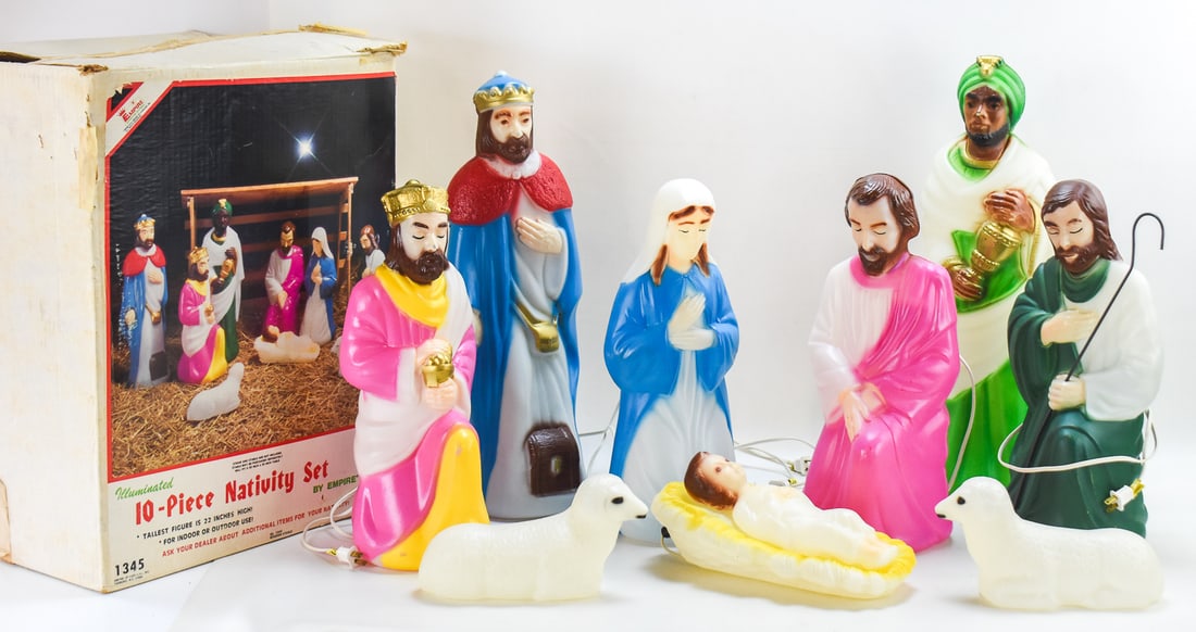 VINTAGE BOXED EMPIRE TEN-PIECE CHRISTMAS NATIVITY BLOW MOLD SET (1 of 2)