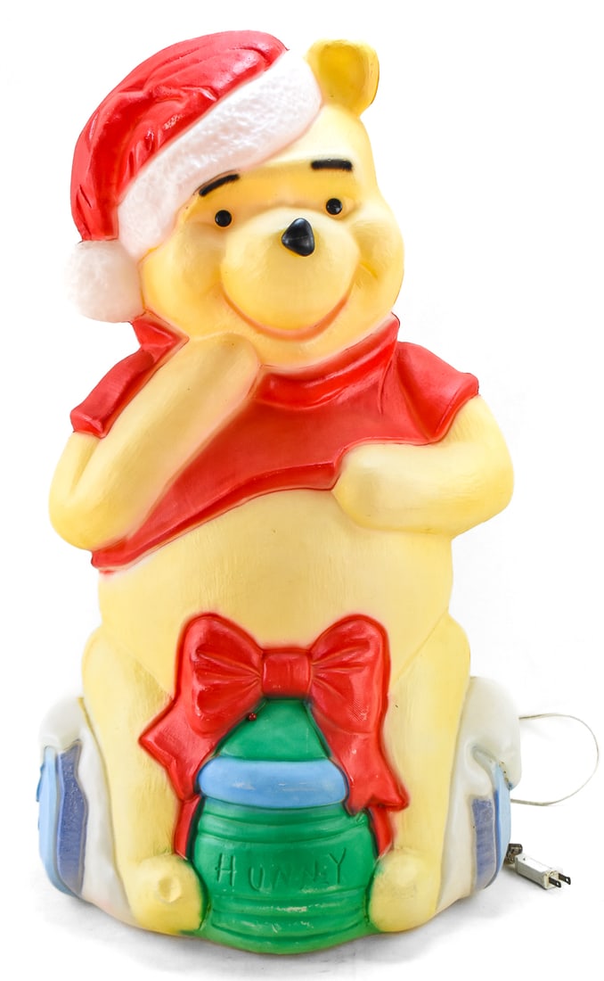 DISNEY COLLECTION ELECTRIC WINNIE THE POOH BLOW MOLD SANTA'S BEST: A Santa's Best Disney Collection electric Winnie the Pooh Christmas blow-mold measuring 33" H x 19" W x 16" D.