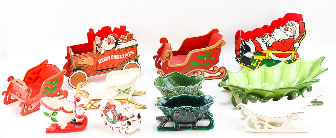 COLLECTION OF CHRISTMAS DECORATIVE & SERVING "SLEIGHS" (1 of 3)