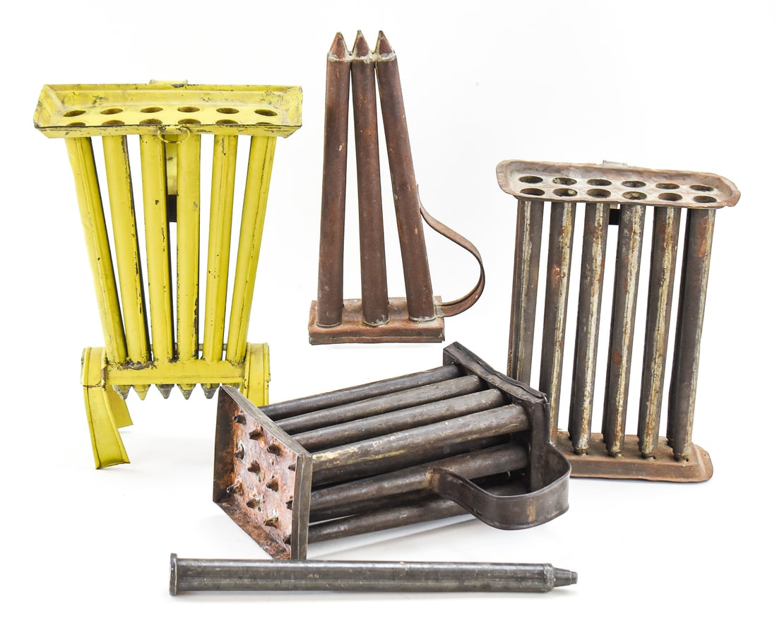 COLLECTION OF FIVE AMERICAN TAPER CANDLE MOLDS (1 of 2)