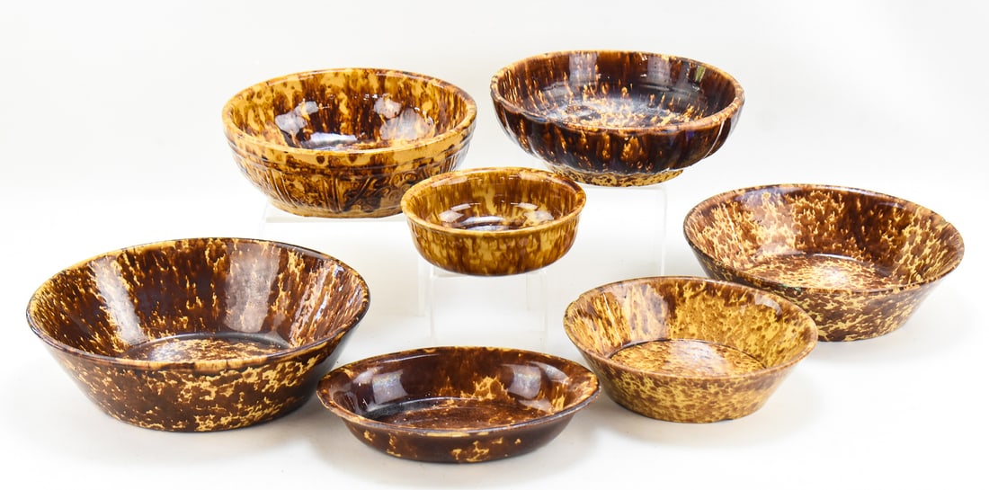 ROCKINGHAM-GLAZED YELLOW WARE MIXING BOWLS (1 of 6)