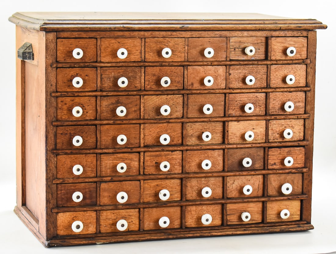 AMERICAN MULTI-DRAWER OAK APOTHECARY CABINET (1 of 5)