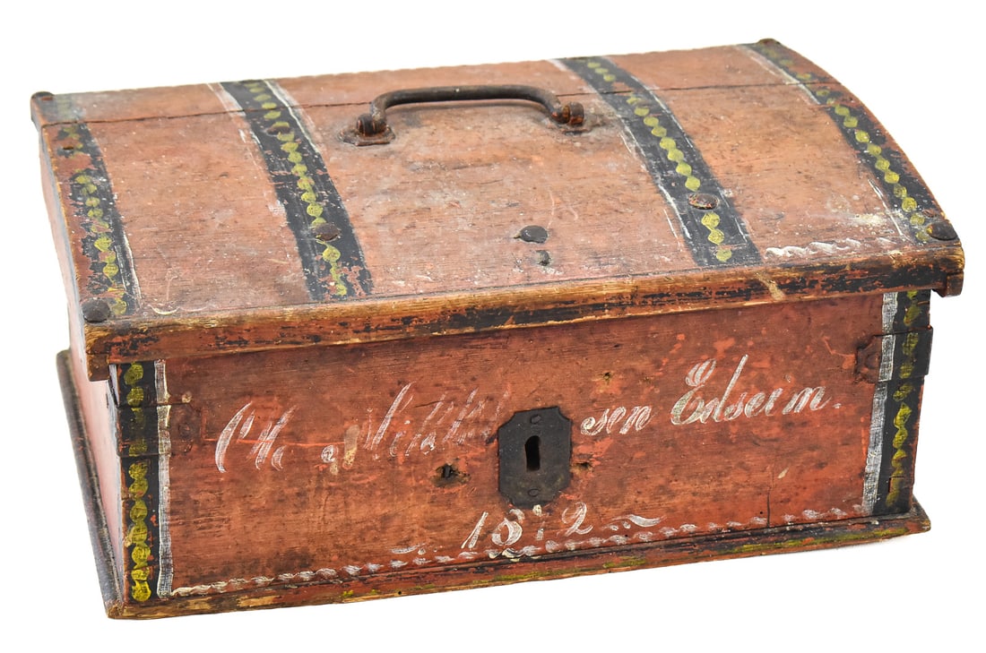 1872 INSCRIBED NORWEGIAN FOLK ART DOWRY CHEST (1 of 6)