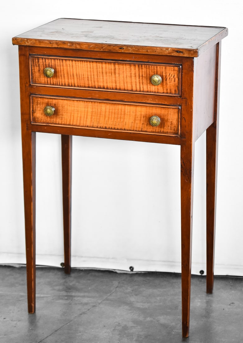 AMERICAN FEDERAL REVIVAL STYLE TWO-DRAWER SIDE TABLE