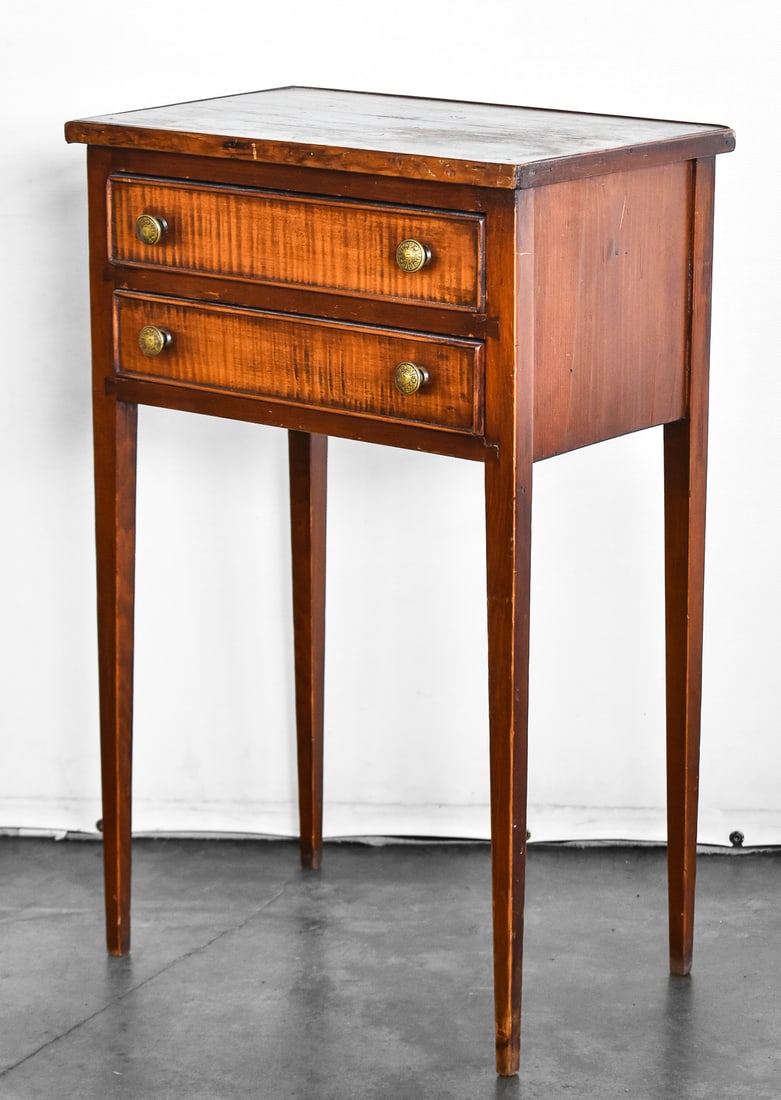 AMERICAN FEDERAL REVIVAL STYLE TWO-DRAWER SIDE TABLE (1 of 3)
