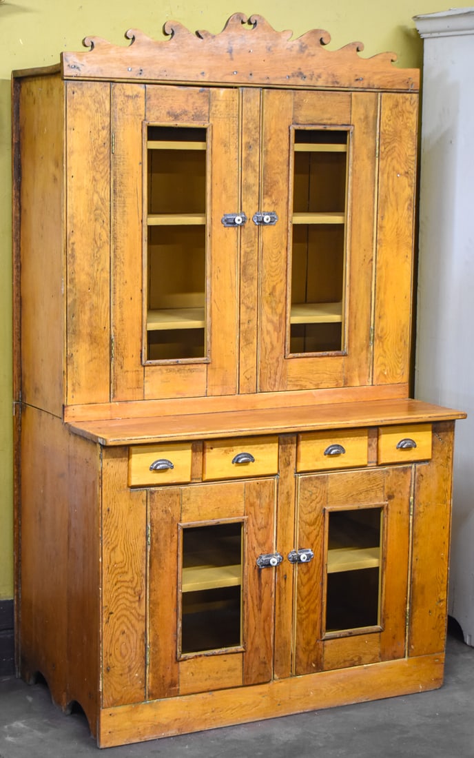 AMERICAN COUNTRY PRIMITIVE STYLE STEP-BACK DOUGLAS FIR CUPBOARD (1 of 2)