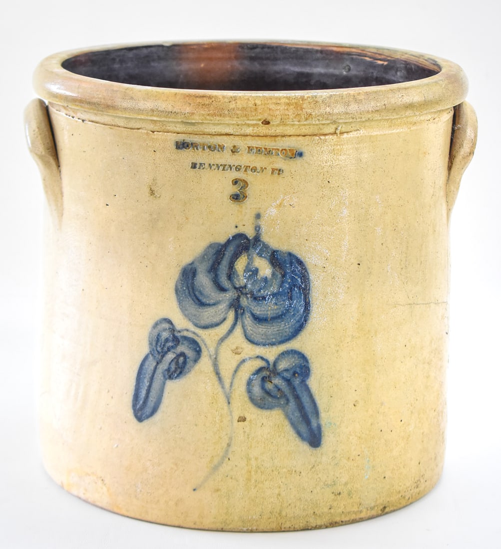 NORTON & FENTON THREE-GALLON SALT-GLAZED STONEWARE CROCK (1 of 5)