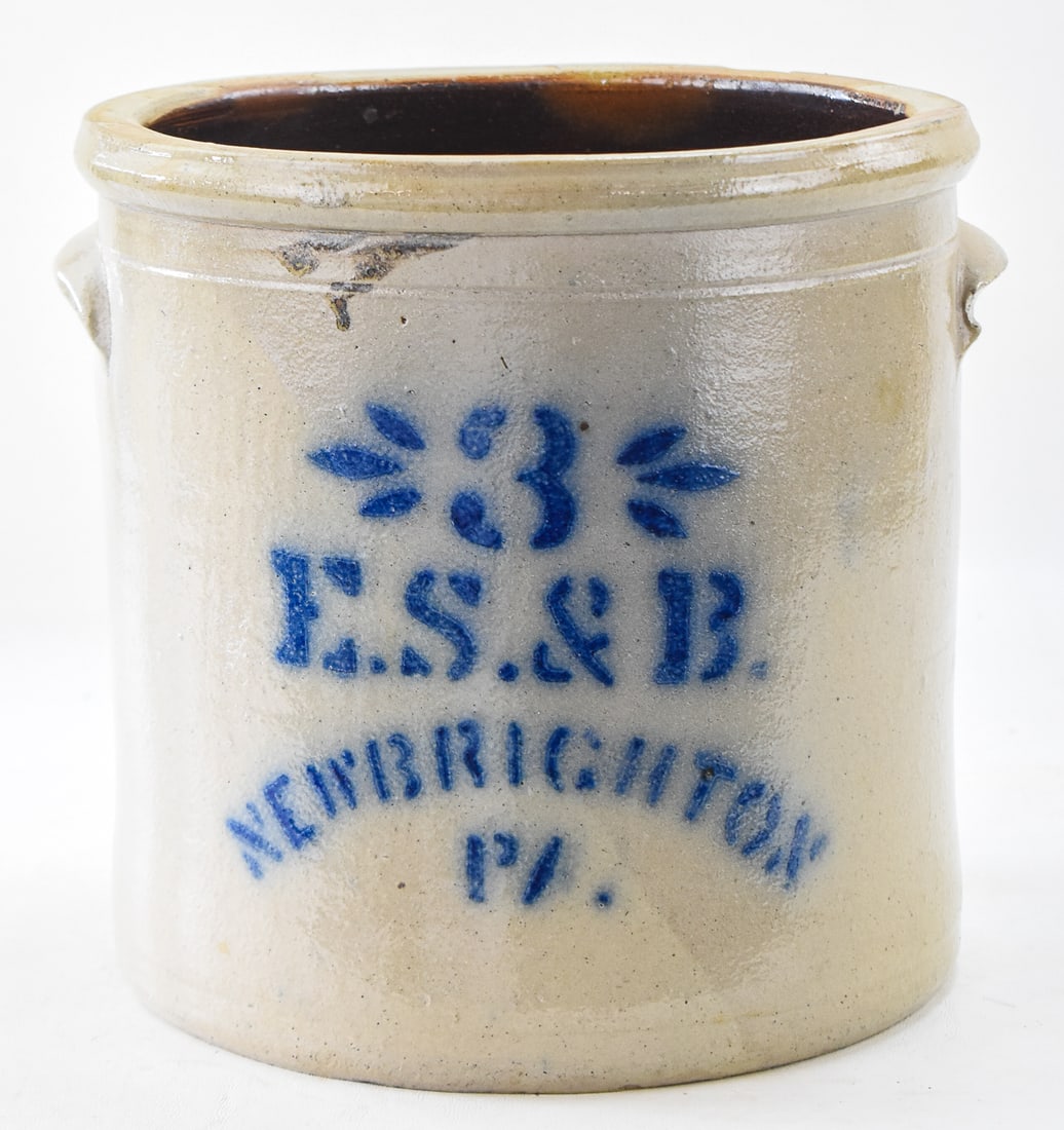 ELVERSON, SHERWOOD, & BARKER THREE-GALLON SALT-GLAZED STONEWARE CROCK (1 of 4)