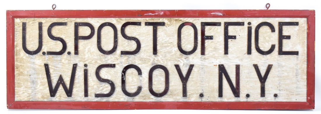 WISCOY, NEW YORK POST OFFICE WOODEN SIGN (1 of 2)