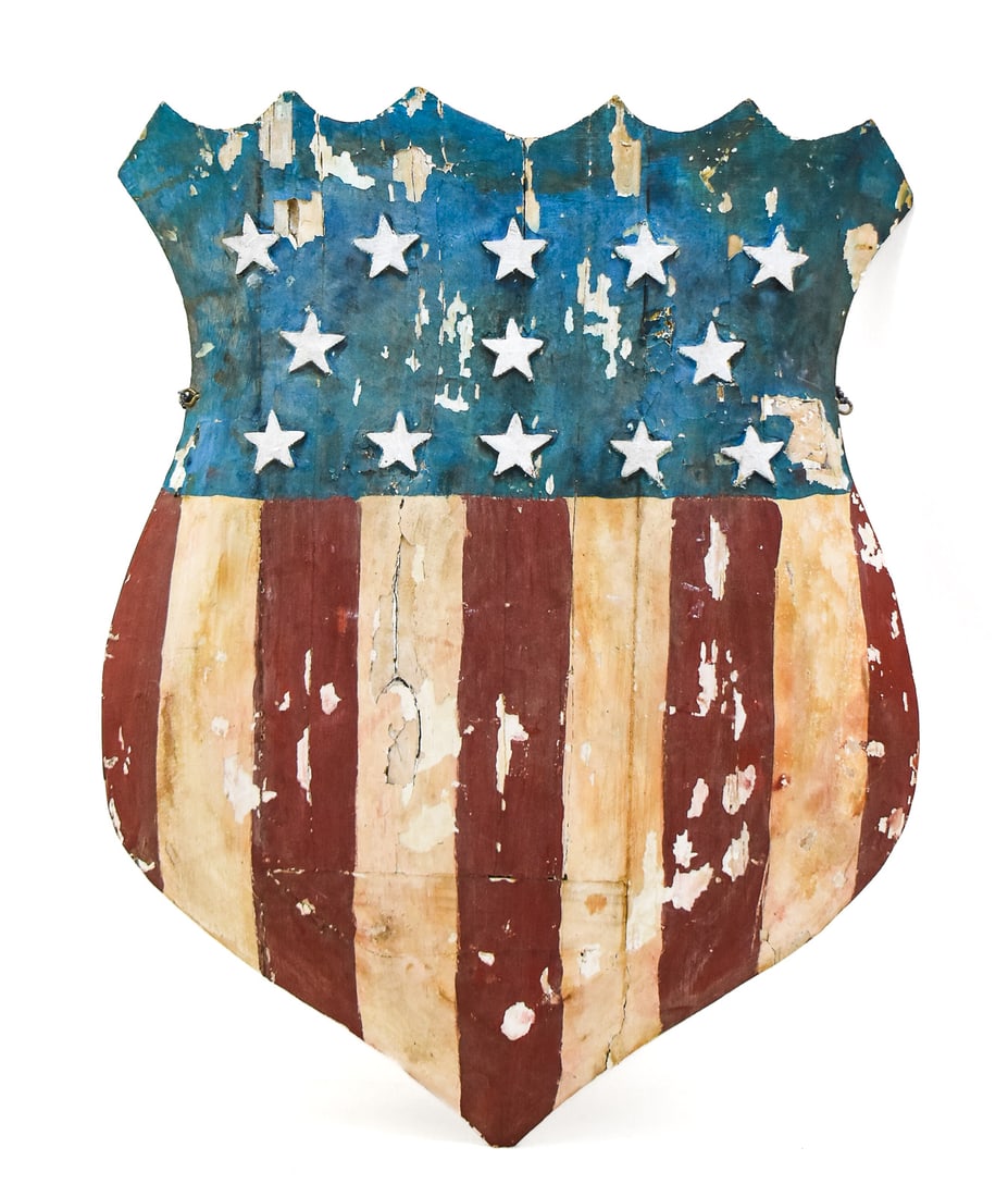 PATRIOTIC FOLK ART FEDERAL UNION SHIELD SIGN (1 of 4)