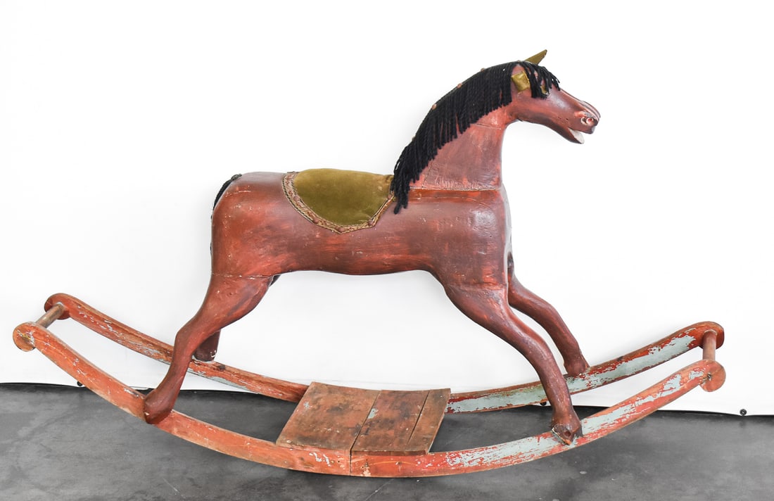 AMERICAN FOLK ART 'BOW-ROCKER' CHILD'S ROCKING HORSE (1 of 3)