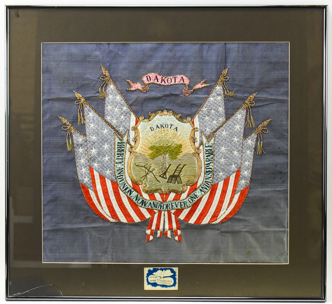 H. IMAMURA FRAMED DAKOTA TERRITORY COAT OF ARMS EMBROIDERY (1 of 5)