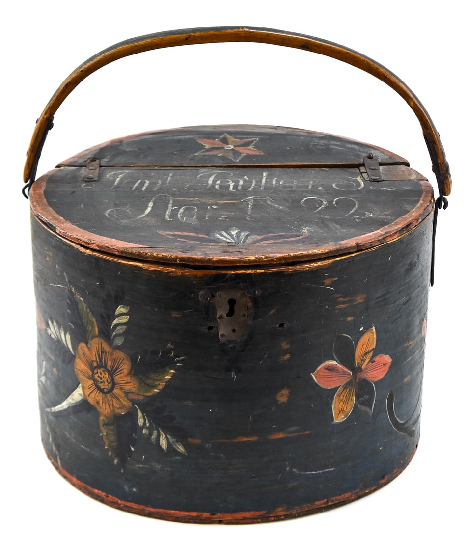 1822 INSCRIBED SCANDINAVIAN FOLK ART BENTWOOD TINE BOX (1 of 5)