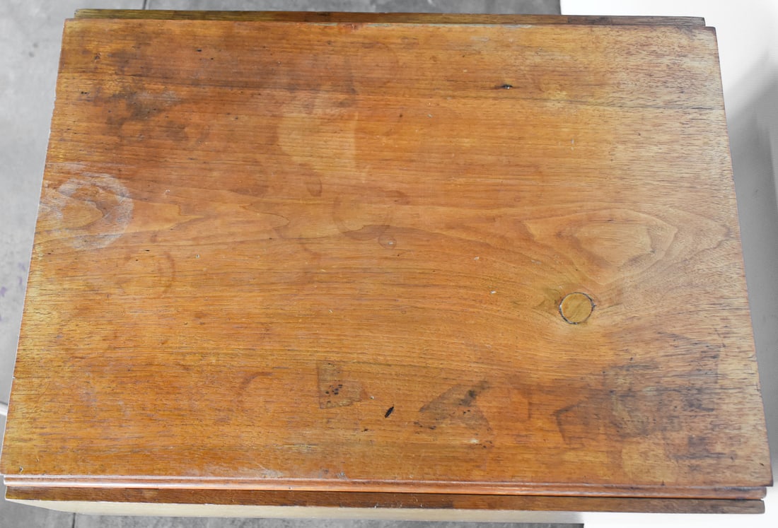 WALNUT AND TIGER MAPLE DROP-LEAF WORK TABLE - 3