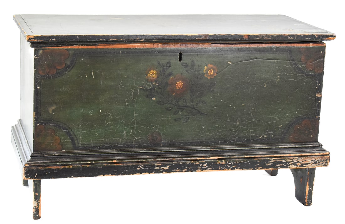 INSCRIBED 1828 AMERICAN FOLK ART PAINTED BLANKET CHEST (1 of 5)