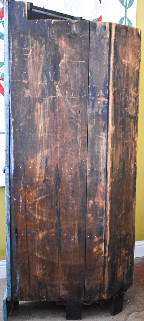BLUE PAINTED PINE CORNER CABINET - 4