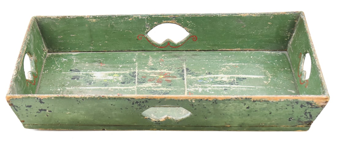 GREEN-PAINTED APPLE TRAY - 2