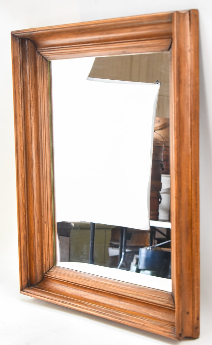 WALNUT WOOD FRAMED RECTANGULAR MIRROR (1 of 5)