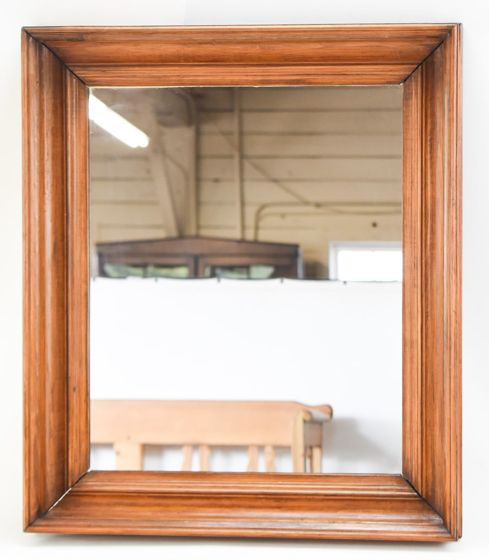 WALNUT WOOD FRAMED RECTANGULAR MIRROR - 2