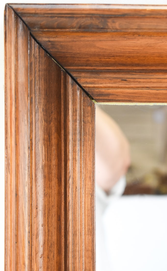WALNUT WOOD FRAMED RECTANGULAR MIRROR - 3