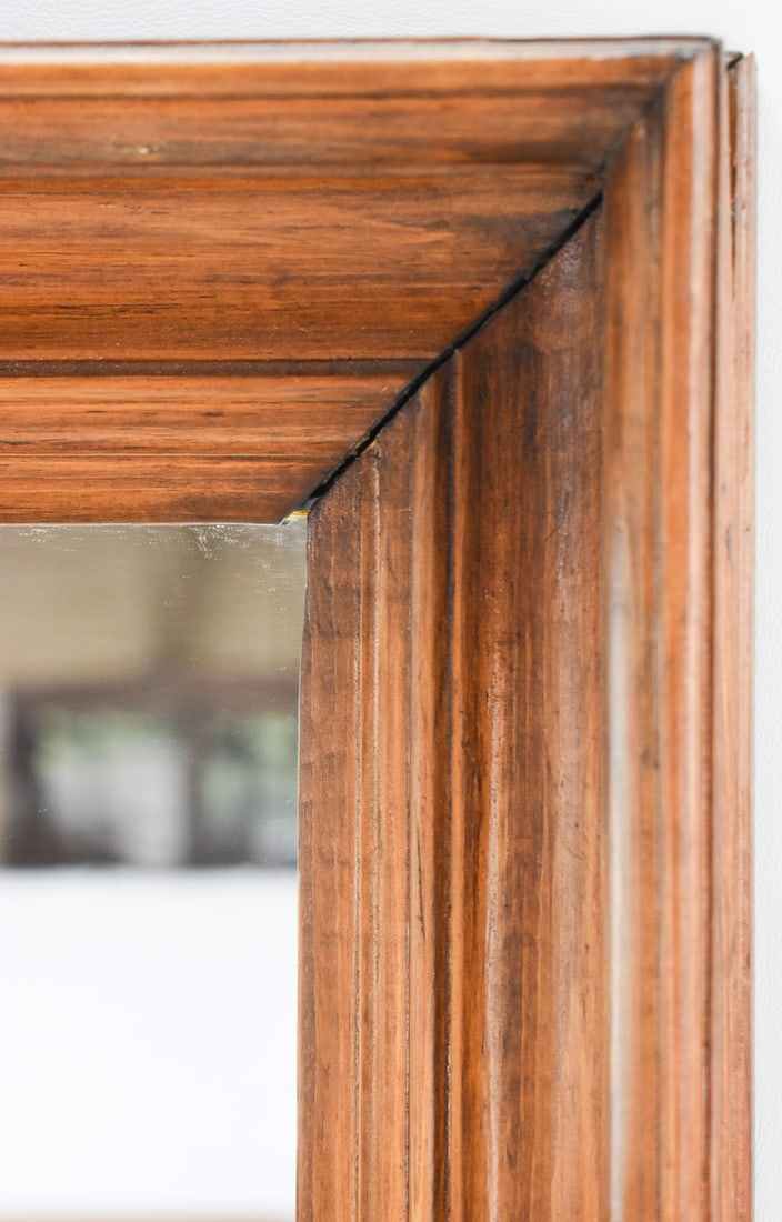 WALNUT WOOD FRAMED RECTANGULAR MIRROR - 4