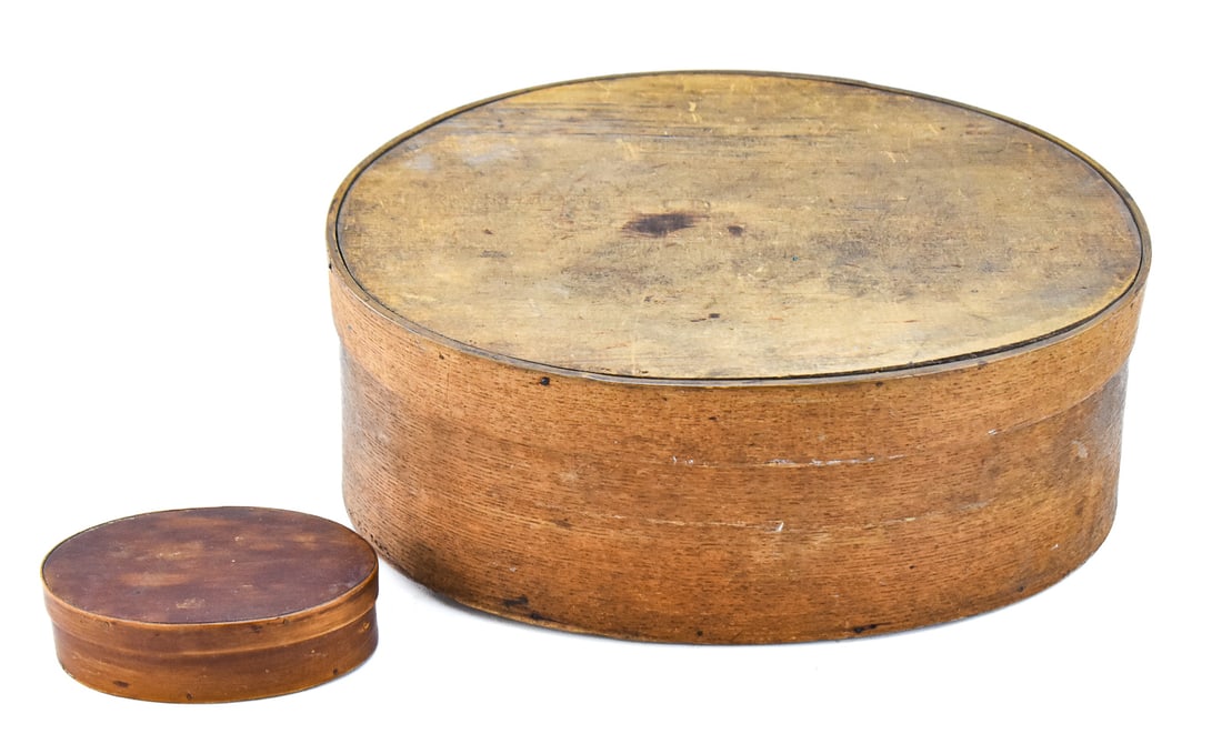 TWO SHAKER LIDDED OVAL BENTWOOD PANTRY BOXES (1 of 2)