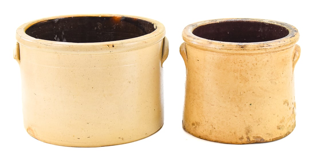 TWO MID-ATLANTIC STONEWARE CROCKS - 2
