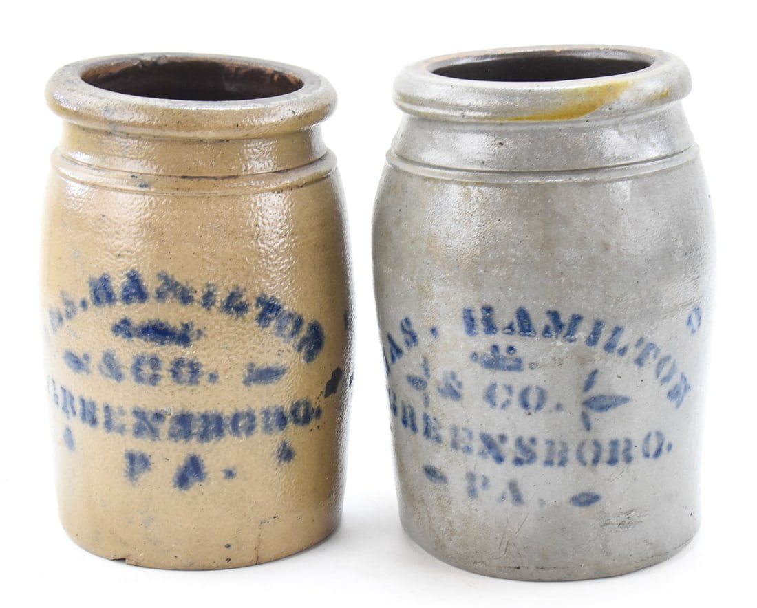 TWO HAMILTON & COMPANY ONE-GALLON STONEWARE CROCKS (1 of 4)
