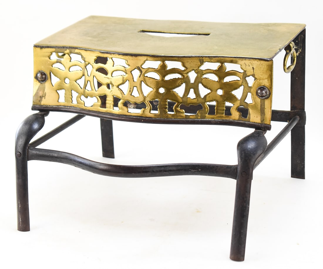 ENGLISH BRASS AND IRON FIREPLACE TRIVET (1 of 2)