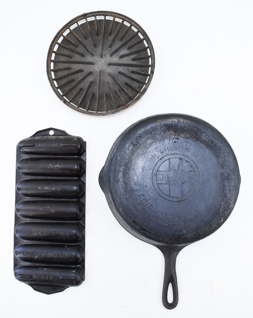 GRISWOLD CAST IRON "OR CHICKEN PAN", "KRISPY KORN STICK PAN", AND MORE (1 of 2)